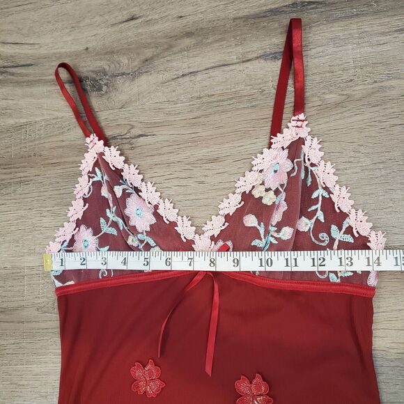 Y2K Fairy Babydoll Maxi Slip Dress M Embroidered Sheer Mesh Dainty Coquette - Picture 9 of 13